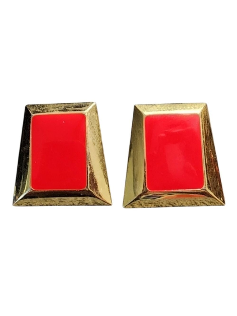 Red and Gold Geometric Earrings